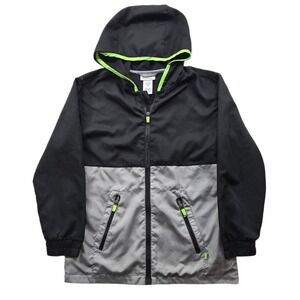 Tommy Bahama Windbreaker Jacket Boys Large 10/12 Black Grey Neon Green Hoodie